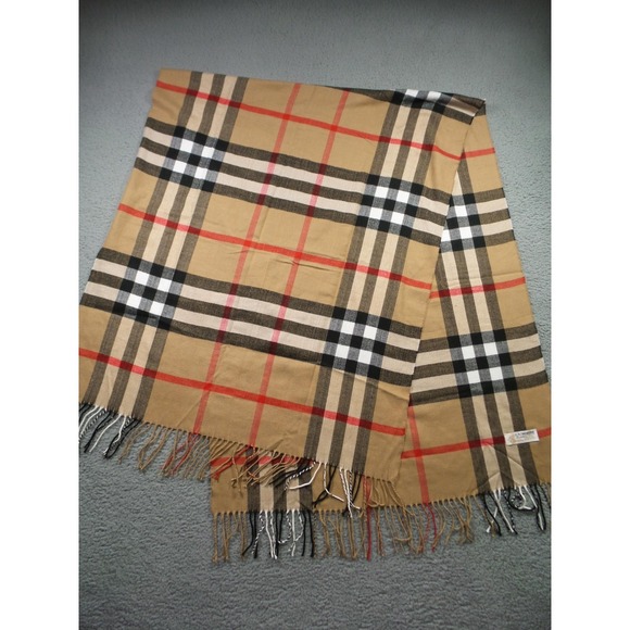 Royal Rossi Other - Royal Rossi Scarf Mens Womens Tan Plaid Cashmere Soft Fringed Wrap Classic